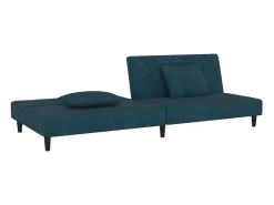 Sofá cama de 2 plazas con dos almohadas terciopelo azul