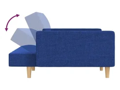 Sofá cama de 2 plazas con dos almohadas tela azul