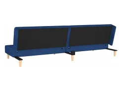 Sofá cama de 2 plazas con dos almohadas tela azul