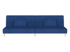 Sofá cama de 2 plazas con dos almohadas tela azul