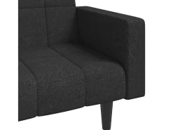 Sofá cama de 2 plazas con dos almohadas tela negro