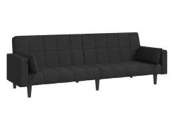 Sofá cama de 2 plazas con dos almohadas tela negro