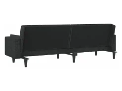 Sofá cama de 2 plazas con dos almohadas tela negro