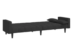 Sofá cama de 2 plazas con dos almohadas tela negro