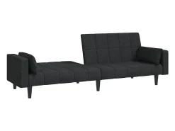 Sofá cama de 2 plazas con dos almohadas tela negro