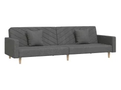 Sofá cama de 2 plazas con dos almohadas tela gris oscuro