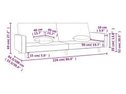Sofá cama de 2 plazas con dos almohadas tela negro