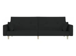 Sofá cama de 2 plazas con dos almohadas tela negro