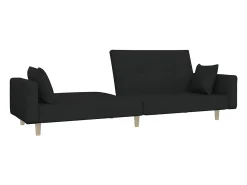 Sofá cama de 2 plazas con dos almohadas tela negro