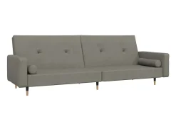 Sofá cama de 2 plazas con dos almohadas terciopelo gris claro