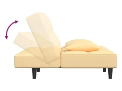 Sofá cama de 2 plazas con dos almohadas terciopelo color crema
