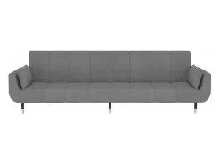 Sofá cama de 2 plazas con dos almohadas terciopelo gris claro
