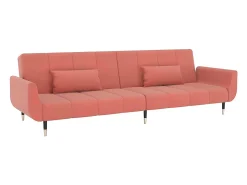Sofá cama de 2 plazas con dos cojines terciopelo rosa