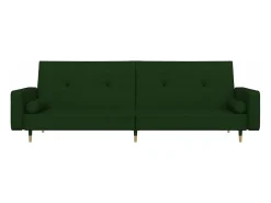 Sofá cama de 2 plazas con dos almohadas terciopelo verde oscuro