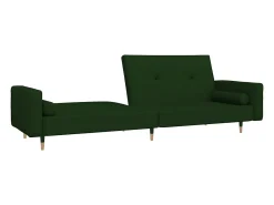 Sofá cama de 2 plazas con dos almohadas terciopelo verde oscuro