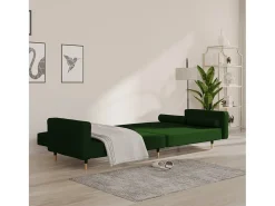 Sofá cama de 2 plazas con dos almohadas terciopelo verde oscuro