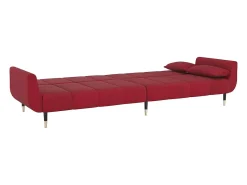 Sofá cama de 2 plazas con dos almohadas terciopelo color vino