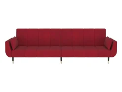 Sofá cama de 2 plazas con dos almohadas terciopelo color vino