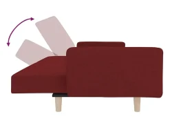 Sofá cama de 2 plazas con dos almohadas tela color vino