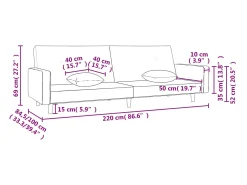 Sofá cama de 2 plazas con dos almohadas tela color vino