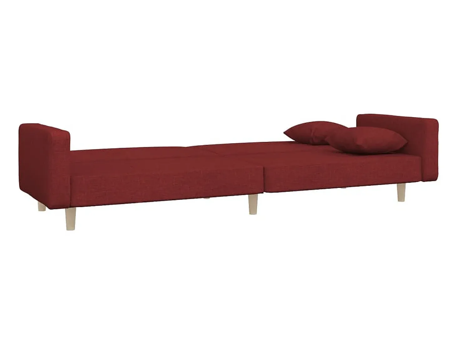 Sofá cama de 2 plazas con dos almohadas tela color vino