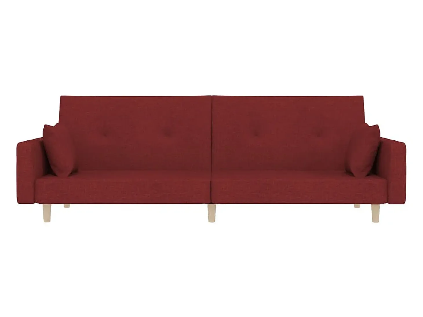 Sofá cama de 2 plazas con dos almohadas tela color vino