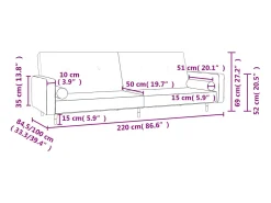 Sofá cama de 2 plazas con dos almohadas terciopelo negro