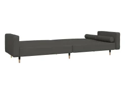 Sofá cama de 2 plazas con dos almohadas terciopelo gris oscuro