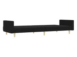 Sofá cama de 2 plazas con taburete tela negro