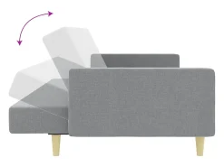 Sofá cama de 2 plazas con taburete tela gris claro
