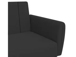 Sofá cama de 2 plazas con taburete terciopelo negro