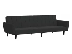 Sofá cama de 2 plazas con taburete terciopelo negro