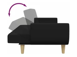 Sofá cama de 2 plazas con taburete tela negro