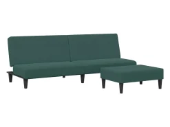 Sofá cama de 2 plazas con taburete terciopelo verde oscuro ES688664