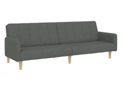 Sofá cama de 2 plazas con taburete tela gris oscuro
