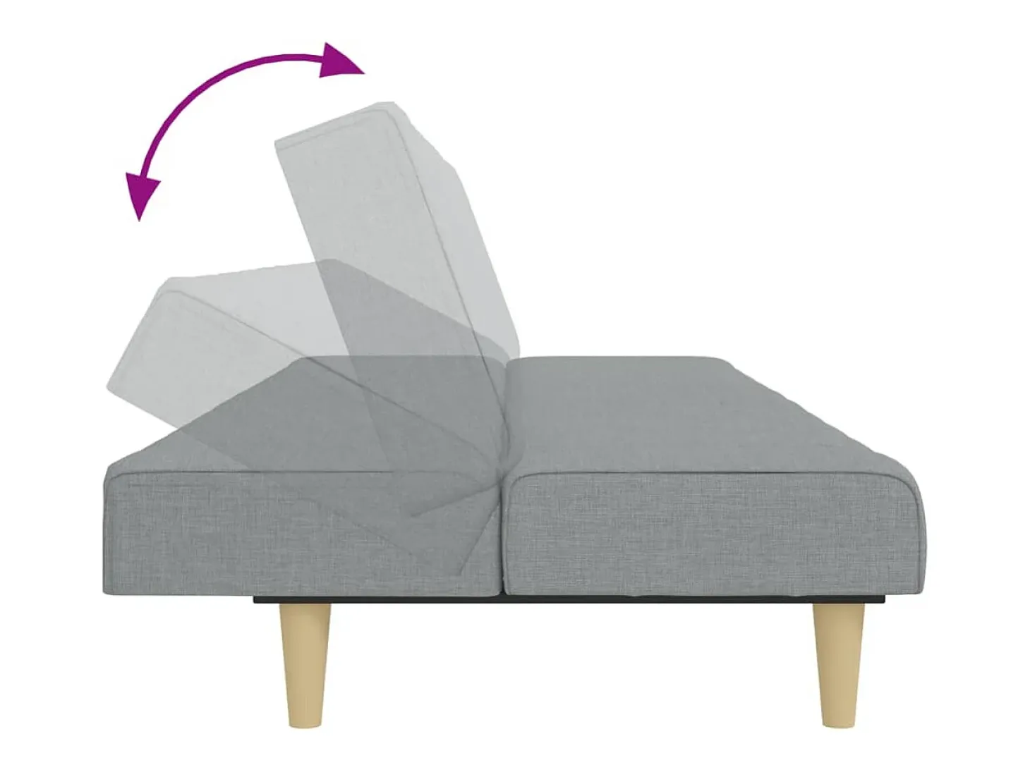 Sofá cama de 2 plazas con taburete tela gris claro