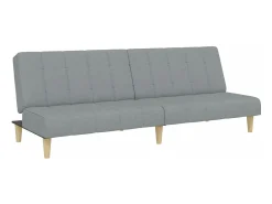 Sofá cama de 2 plazas con taburete tela gris claro