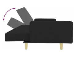 Sofá cama de 2 plazas con taburete tela negro