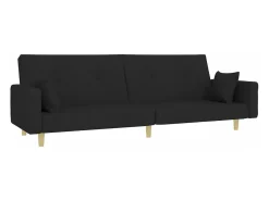 Sofá cama de 2 plazas con taburete tela negro