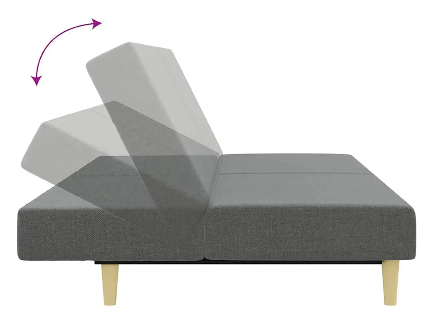 Sofá cama de 2 plazas con taburete tela gris oscuro