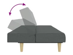 Sofá cama de 2 plazas con taburete tela gris oscuro
