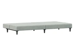 Sofá cama de 2 plazas con taburete terciopelo gris claro