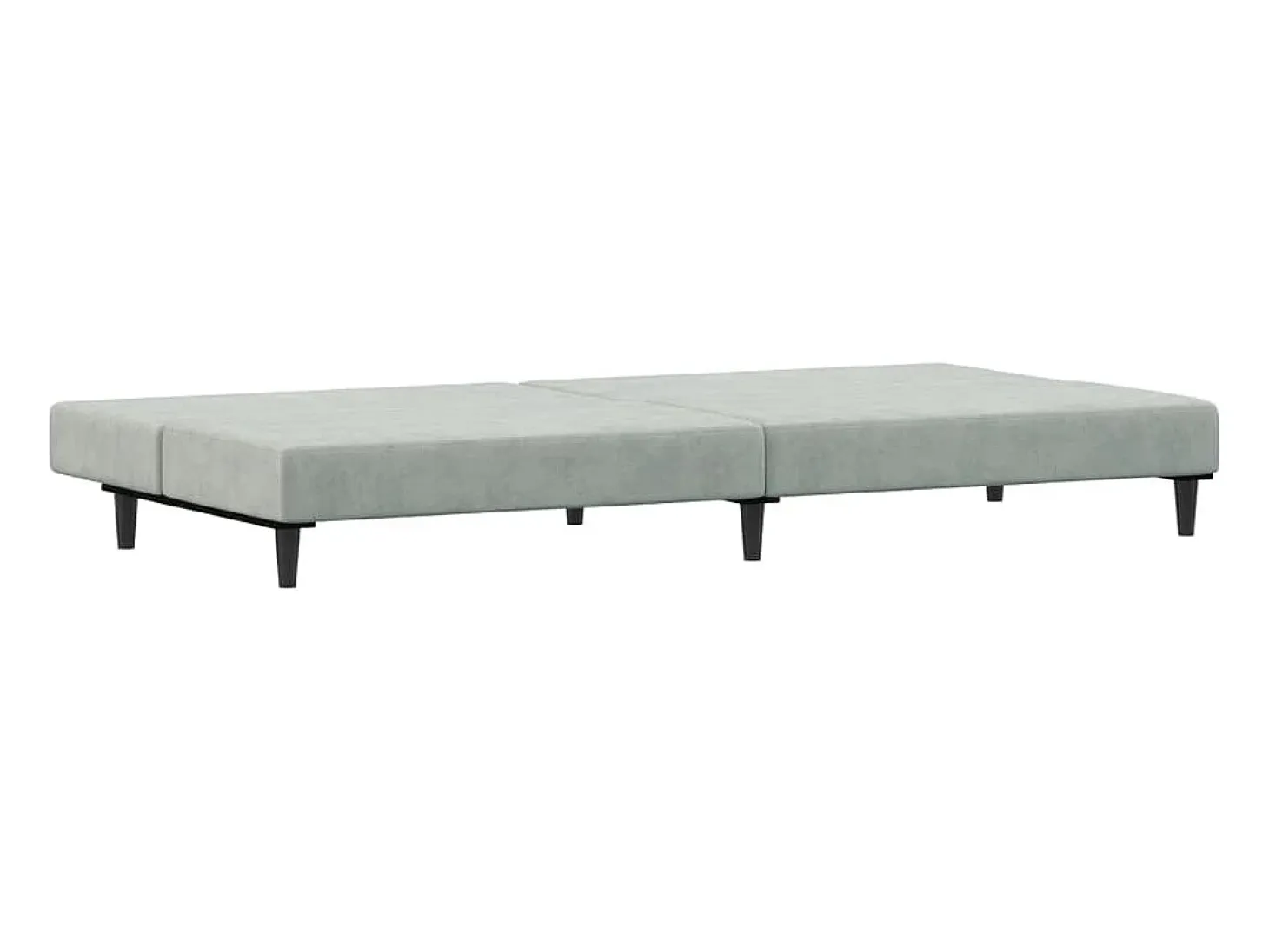 Sofá cama de 2 plazas con taburete terciopelo gris claro