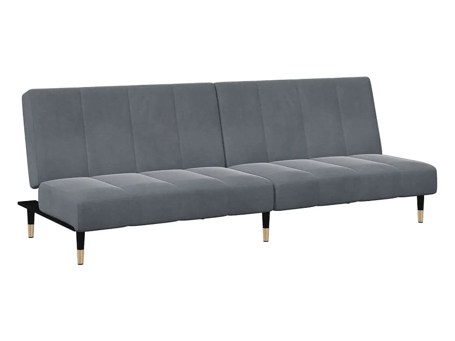 Sofá cama de 2 plazas con taburete terciopelo gris oscuro