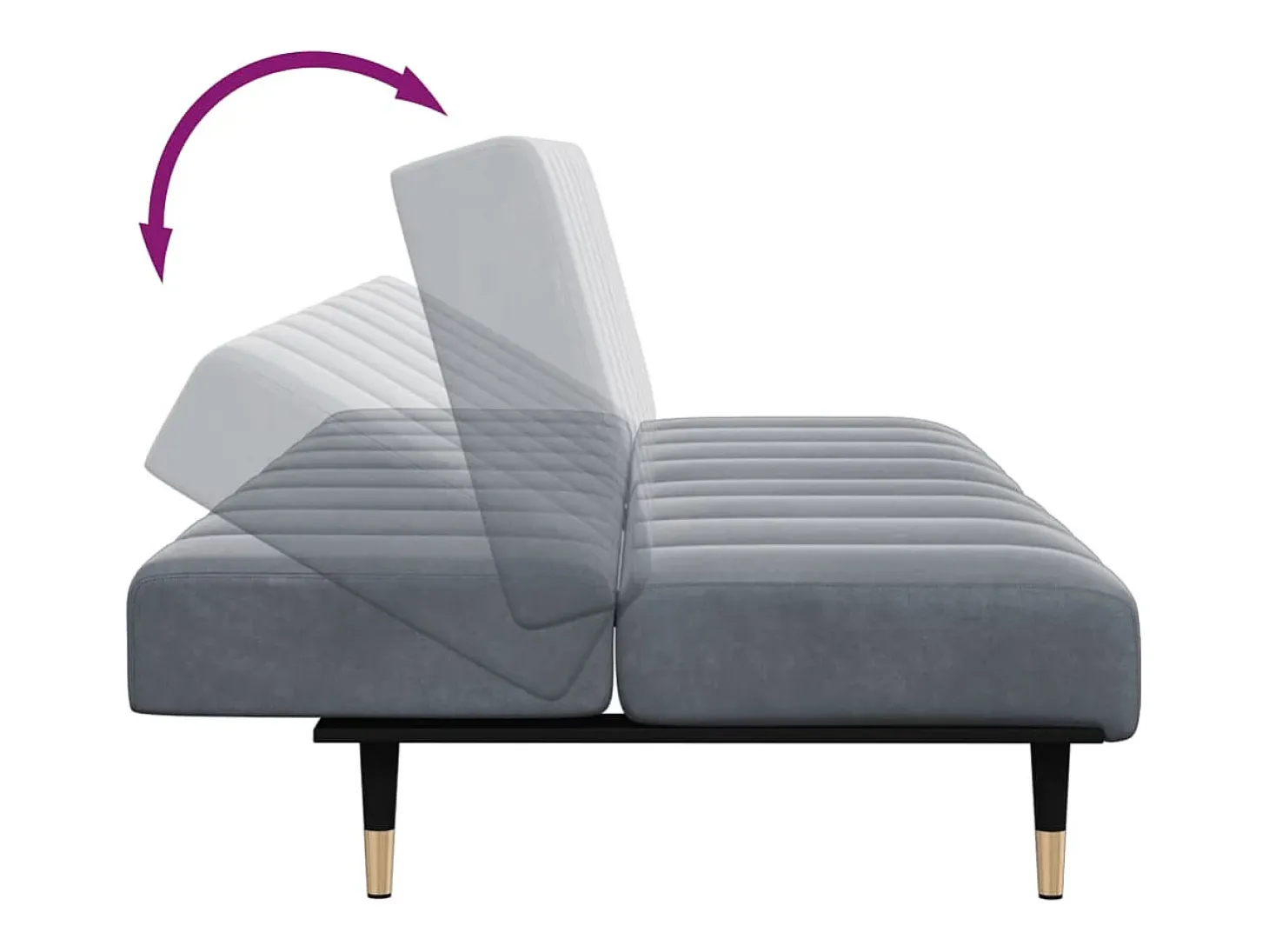 Sofá cama de 2 plazas con taburete terciopelo gris oscuro
