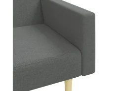 Sofá cama de 2 plazas con taburete tela gris oscuro