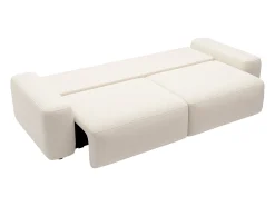 Sofá cama de 4 plazas convertible en tela texturizada crema DAVISO