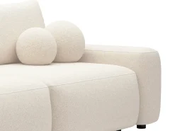Sofá cama de 4 plazas convertible en tela texturizada crema DAVISO