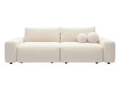 Sofá cama de 4 plazas convertible en tela texturizada crema DAVISO