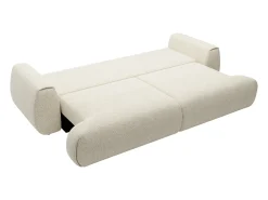Sofá cama de 4 plazas convertible en tela jaspeada beige MONELIA